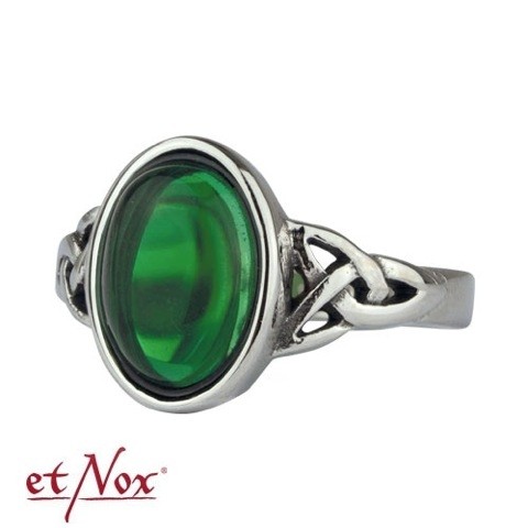 etNox - Ring "Celtic Green" Edelstahl mit Zirkonia