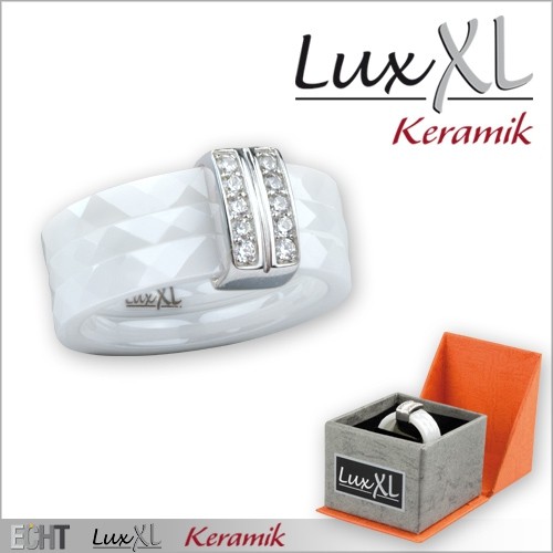 LuxXL-Keramikring weiß mit Silber und Zirkonia
