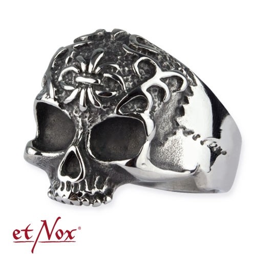 etNox - Ring "Ornament Skull" Edelstahl