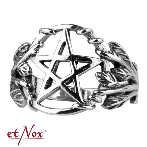 etNox - Ring "Gothic Pentagram" 925 Silber