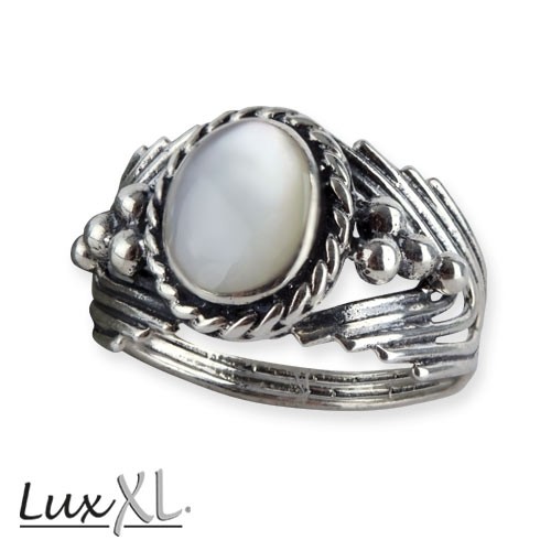 LuxXL Silberring "Ornament" mit Perlmutt