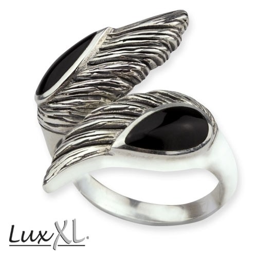 LuxXL Silberring "Onyx Wings"