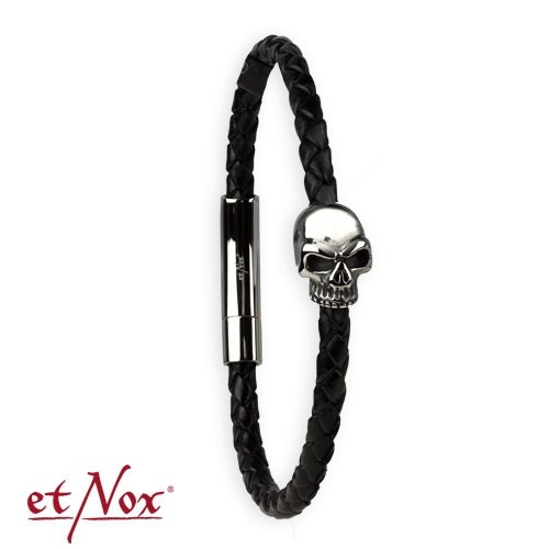 etNox - Armband "Skull" Edelstahl mit Leder