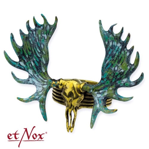 etNox - Ring "Moose Skull" goldfarben