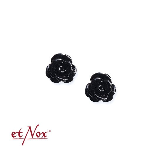etNox-Ohrstecker "Black Rose" 925 Silber