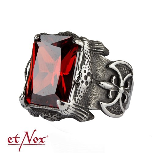 etNox - Ring "Royal Beauty" Edelstahl mit rotem Stein