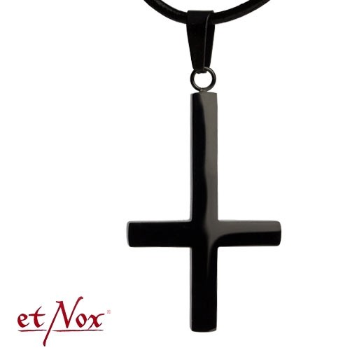 etNox - Anhänger "Black Cross" upside down, Edelstahl, schwarz