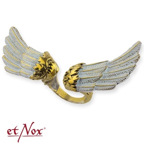 etNox - Ring "Angel´s Wing" weiß und goldfarben