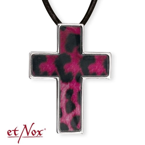 etNox-Anhänger "Pink Leo Cross" Edelstahl