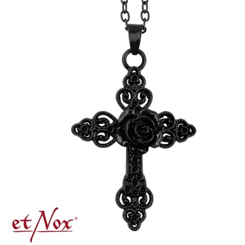 etNox - Halskette "Black Rose Cross"