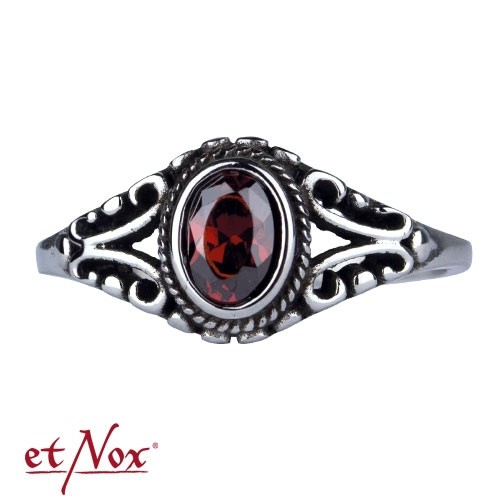 etNox - Ring "Ornament Red" Edelstahl mit Zirkonia