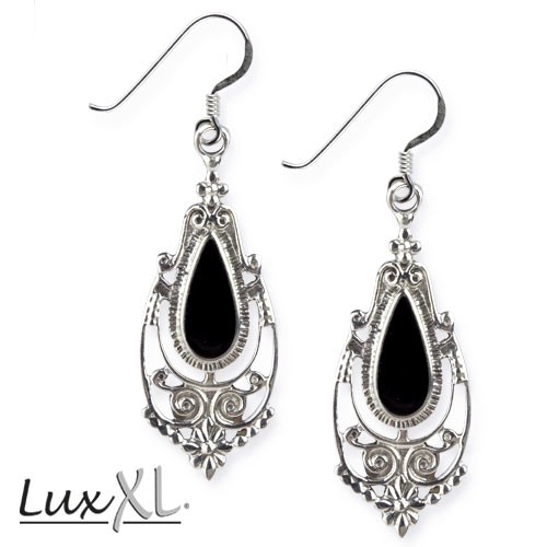 LuxXL Ohrringe "Onyx Ornament" 925 Sterling Silber