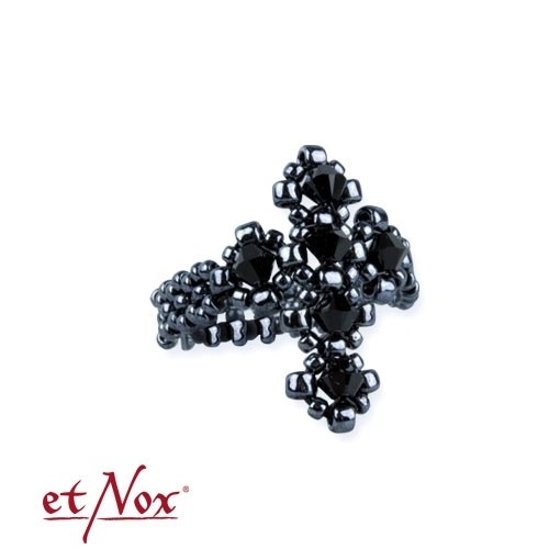 etNox - Ring "Black Cross" Glas