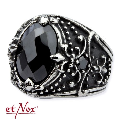etNox Ring "Ornament Lily" Edelstahl