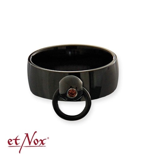 etNox-Ring "Story of O." 8mm rot, Edelstahl schwarz