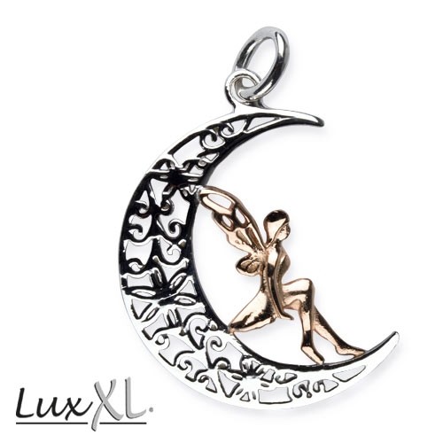 LuxXL Silberanhänger "Elf in Moon" rhodiniert