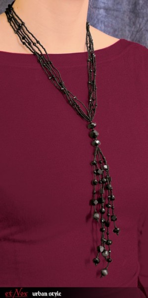 etNox - Halskette aus schwarzen Glaskristallen