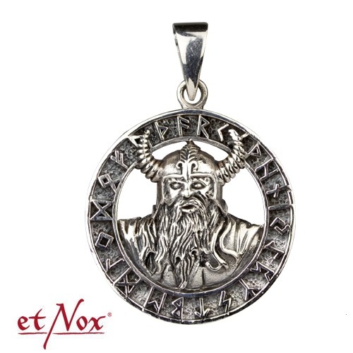 etNox - Anhänger "Wikinger mit Runen" 925 Silber